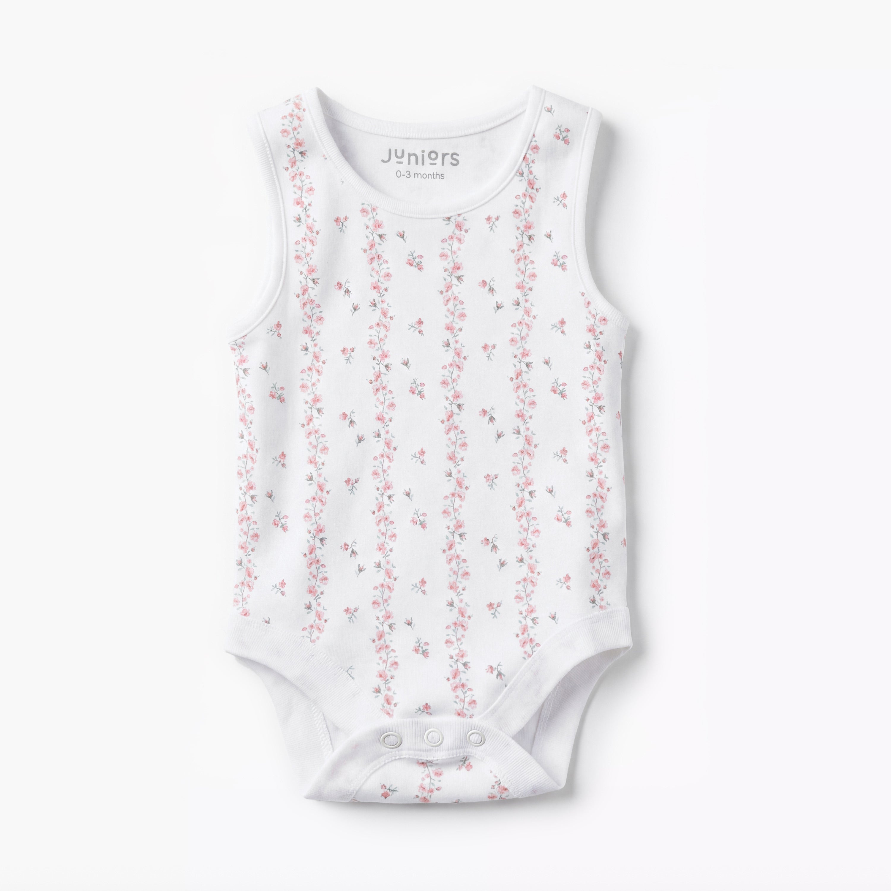 Pack of 7 Juniors Cotton Round Neck Sleeveless Bodysuit with Snap Button Closure