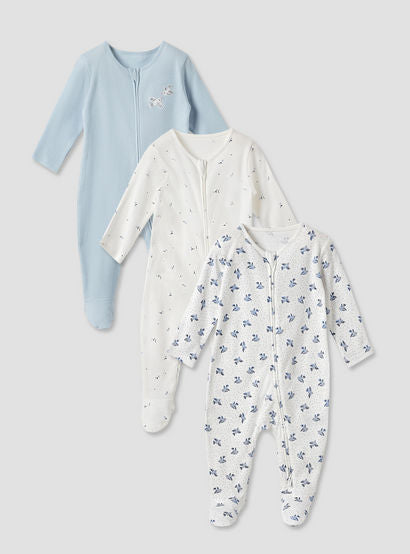 Juniors Printed Sleepsuit with Zip Closure - Set of 3-baby-boys-clothing-nightwear-sleepsuits-image-1