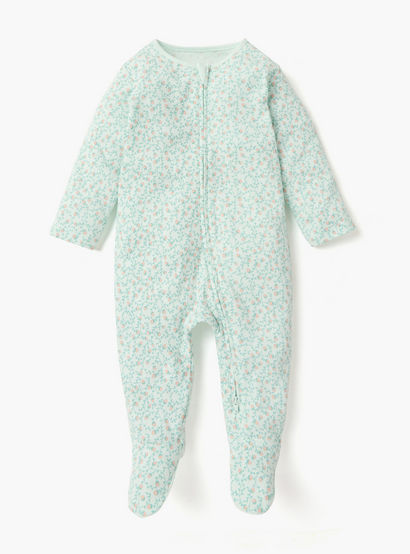 Juniors Printed Sleepsuit with Zip Closure and Long Sleeves - Set of 3-baby-girls-clothing-nightwear-sleepsuits-image-2