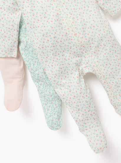 Juniors Printed Sleepsuit with Zip Closure and Long Sleeves - Set of 3-baby-girls-clothing-nightwear-sleepsuits-image-5