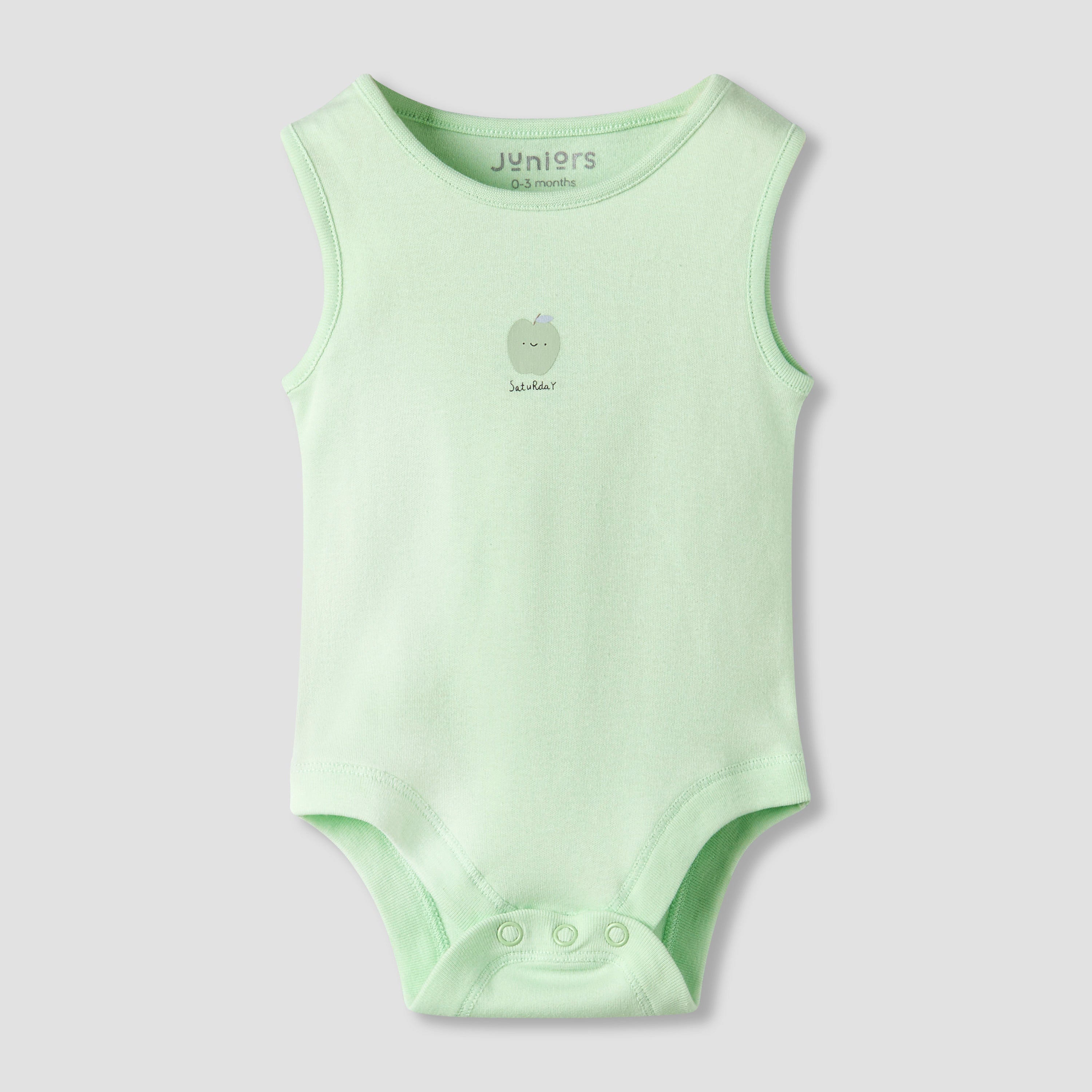 Pack of 7 Juniors Crew Neck Sleeveless Bodysuit with Snap Button Closure