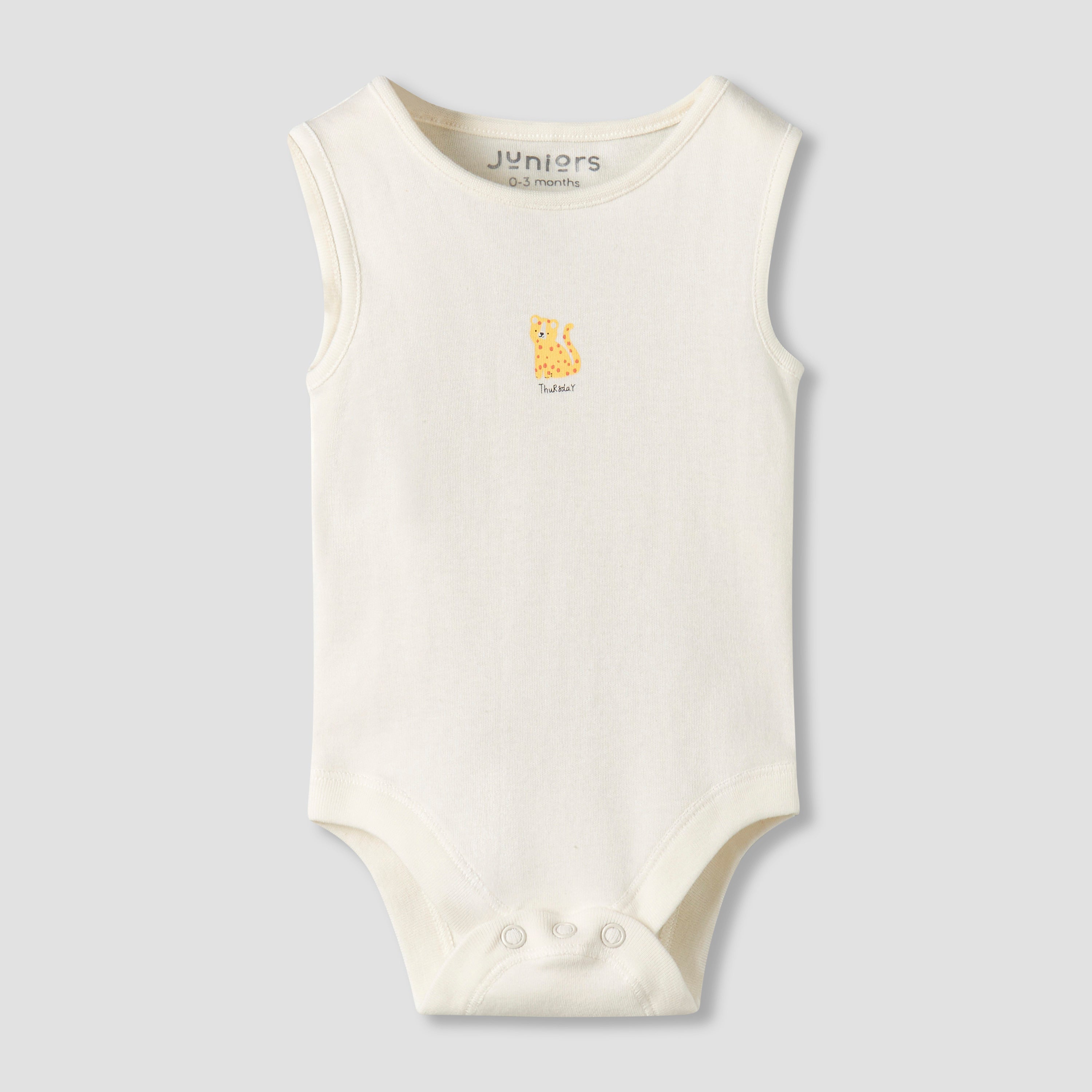 Pack of 7 Juniors Crew Neck Sleeveless Bodysuit with Snap Button Closure