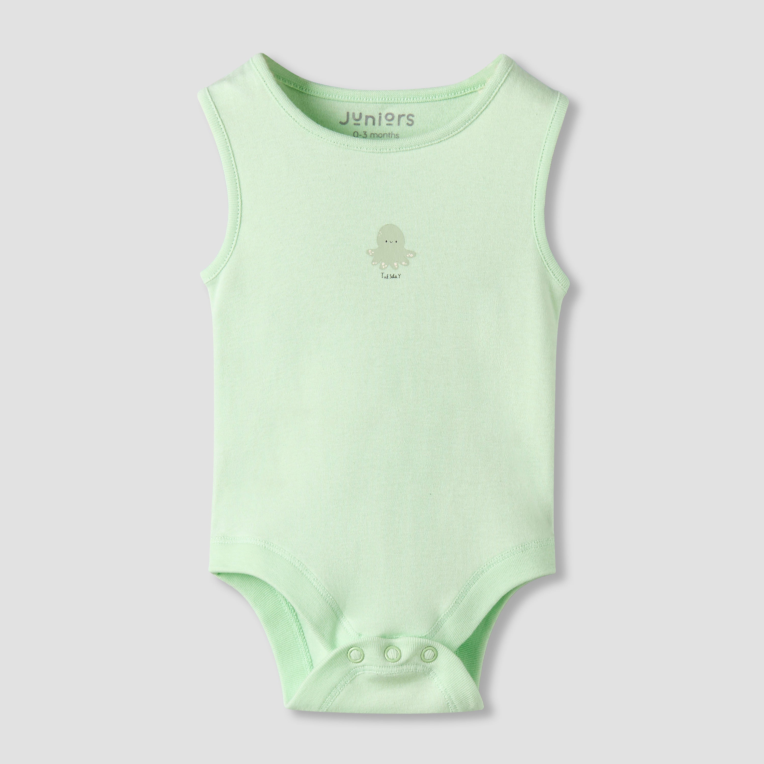 Pack of 7 Juniors Crew Neck Sleeveless Bodysuit with Snap Button Closure
