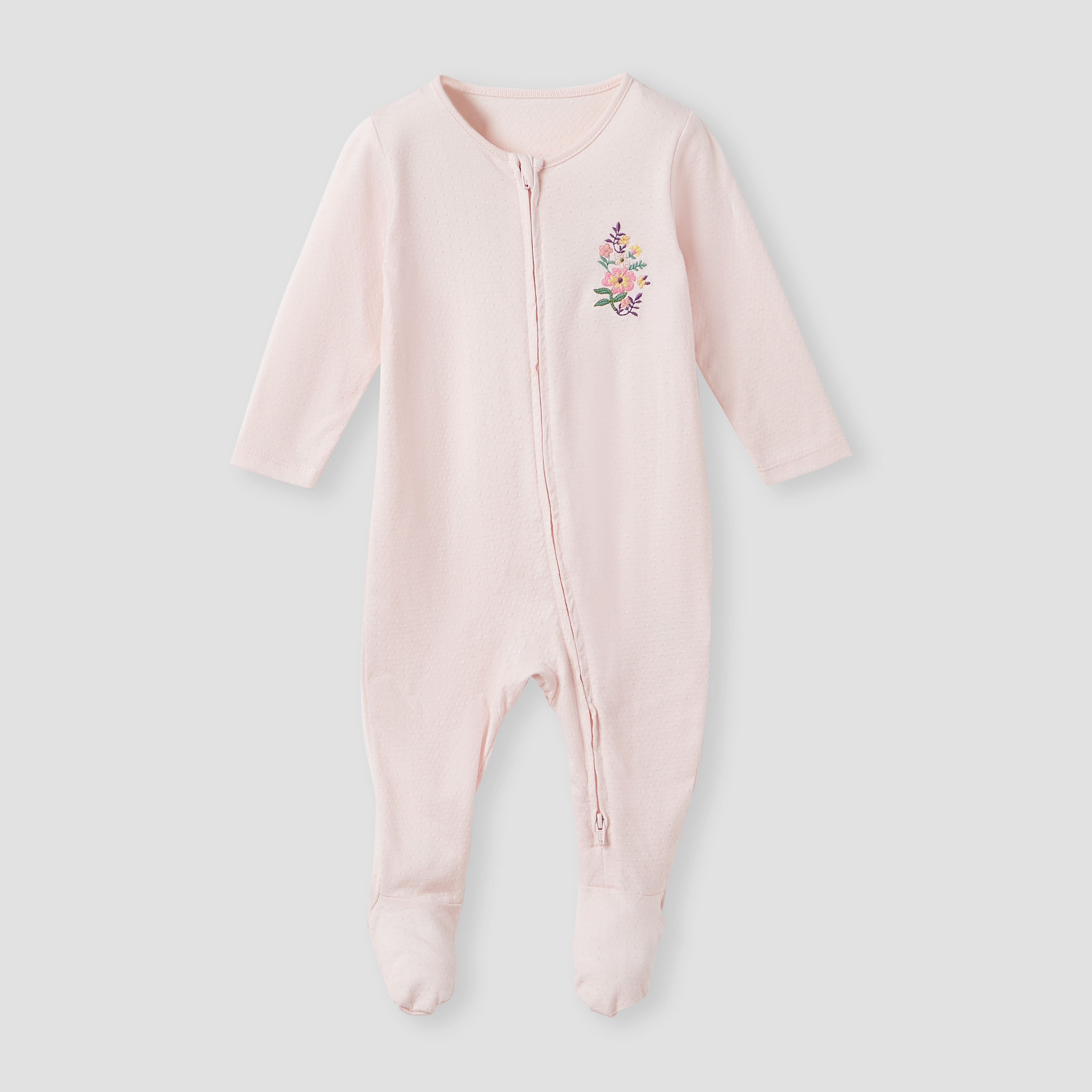 Juniors Floral Print Sleepsuit with Zip Closure - Set of 3