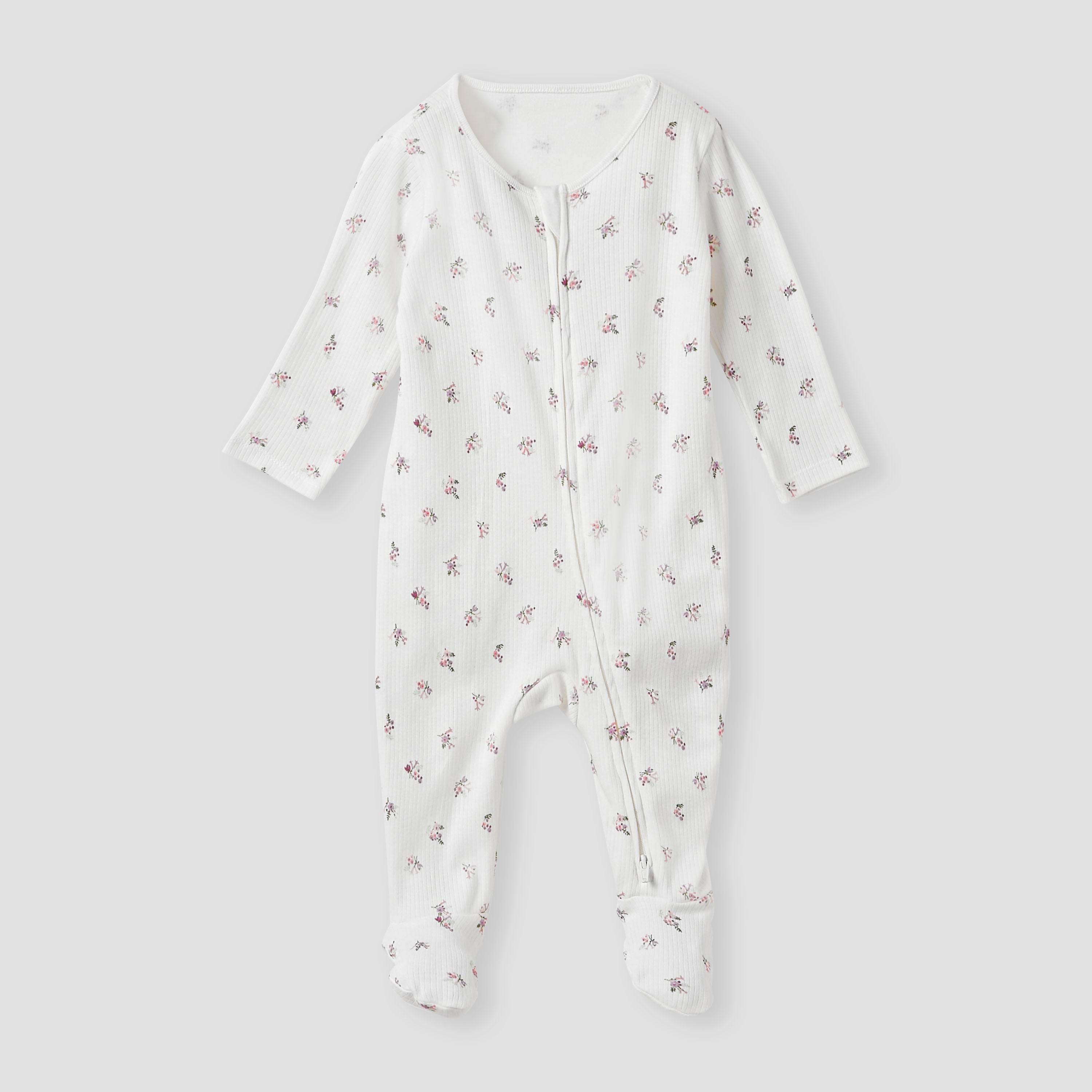 Juniors Floral Print Sleepsuit with Zip Closure - Set of 3