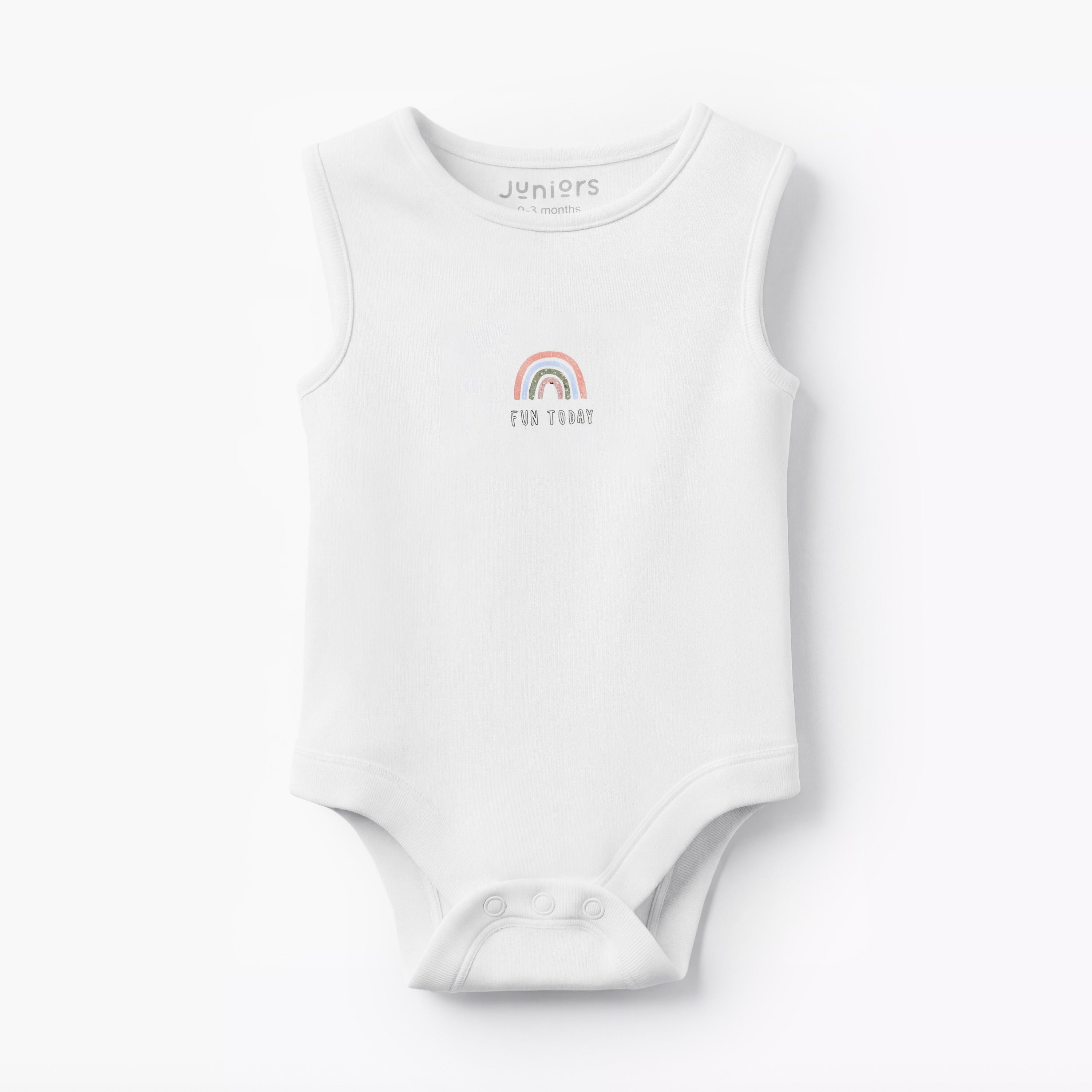 Pack of 7 Juniors Round Neck Sleeveless Bodysuit with Snap Button Closure
