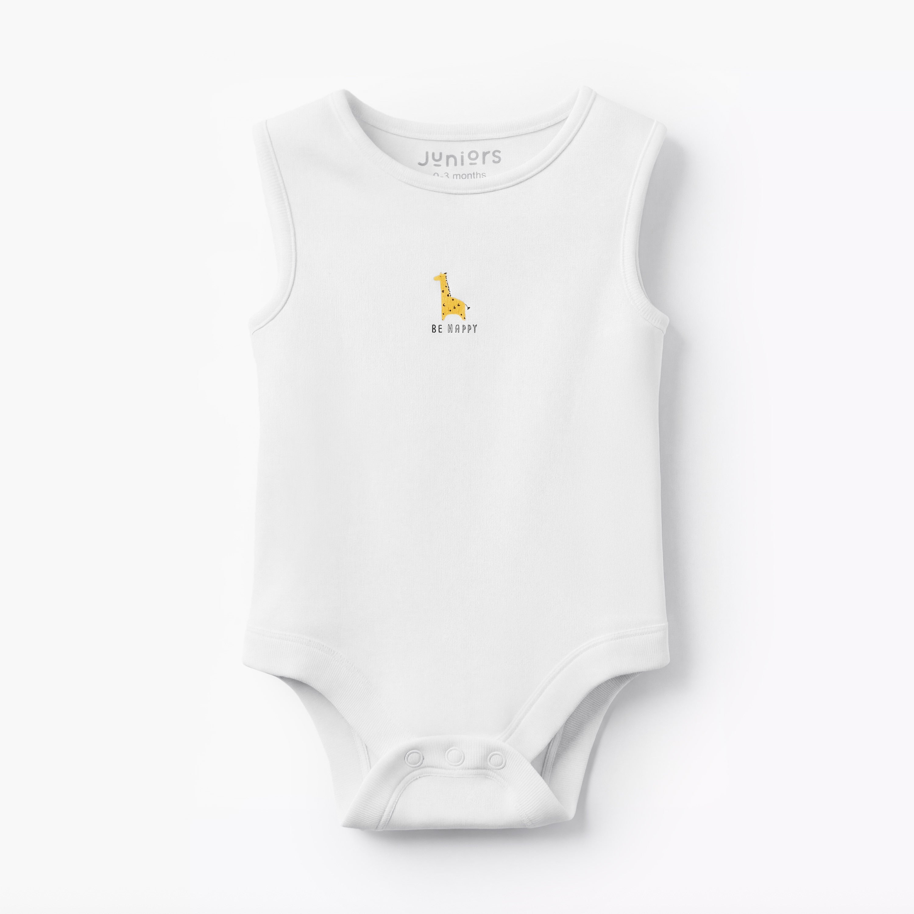 Pack of 7 Juniors Round Neck Sleeveless Bodysuit with Snap Button Closure