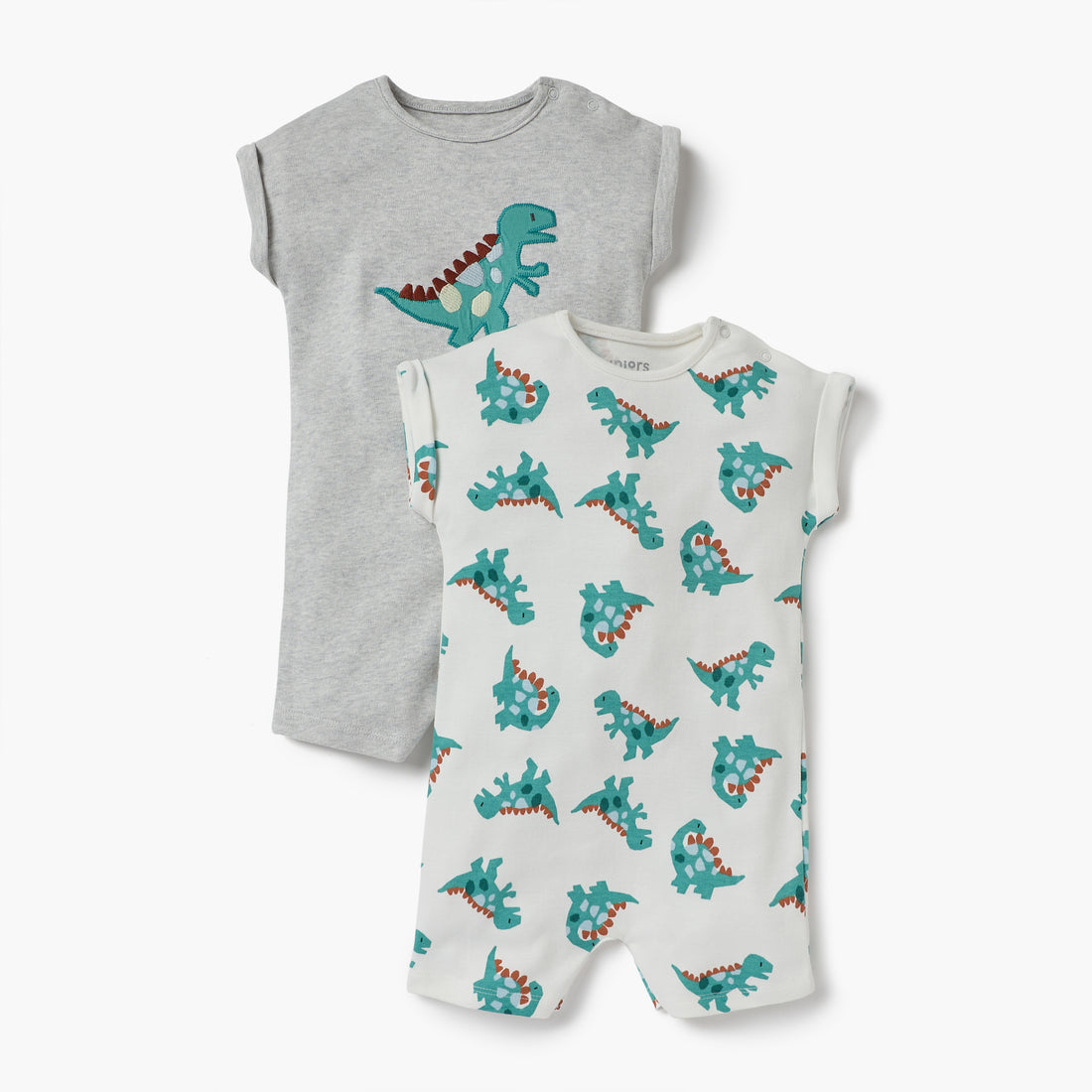 Juniors Dinosaur Detail Romper with Short Sleeves - Set of 2 - Multicolour / 12-18 mths