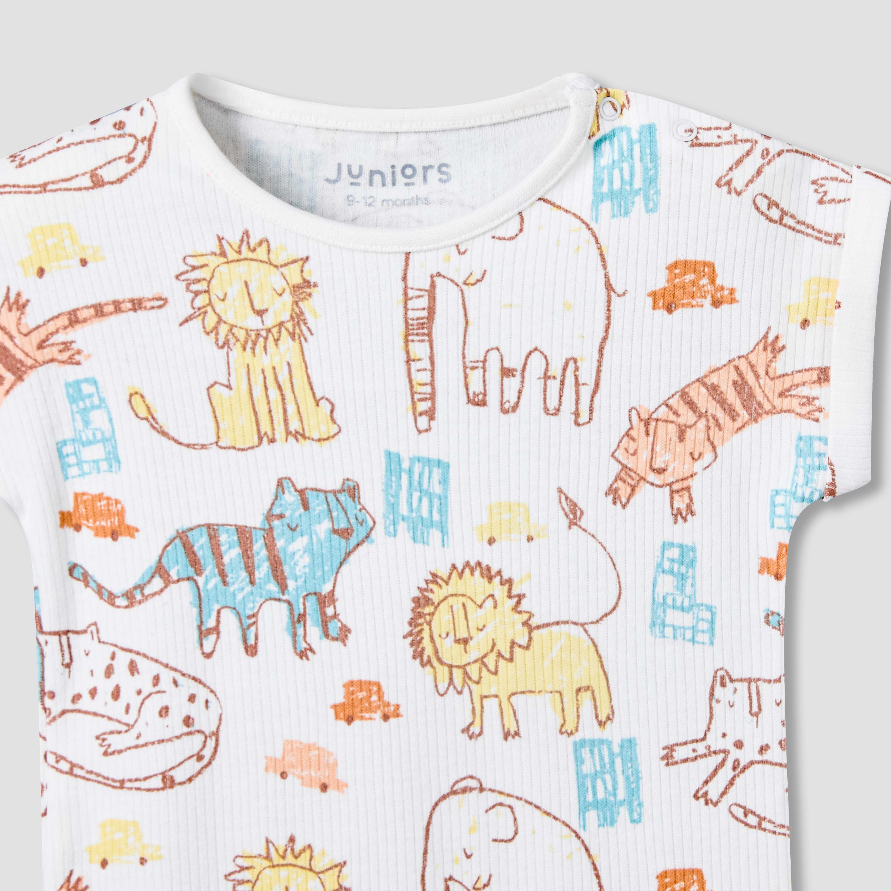 Pack of 2 Juniors Round Neck Short Sleeves Romper with Print