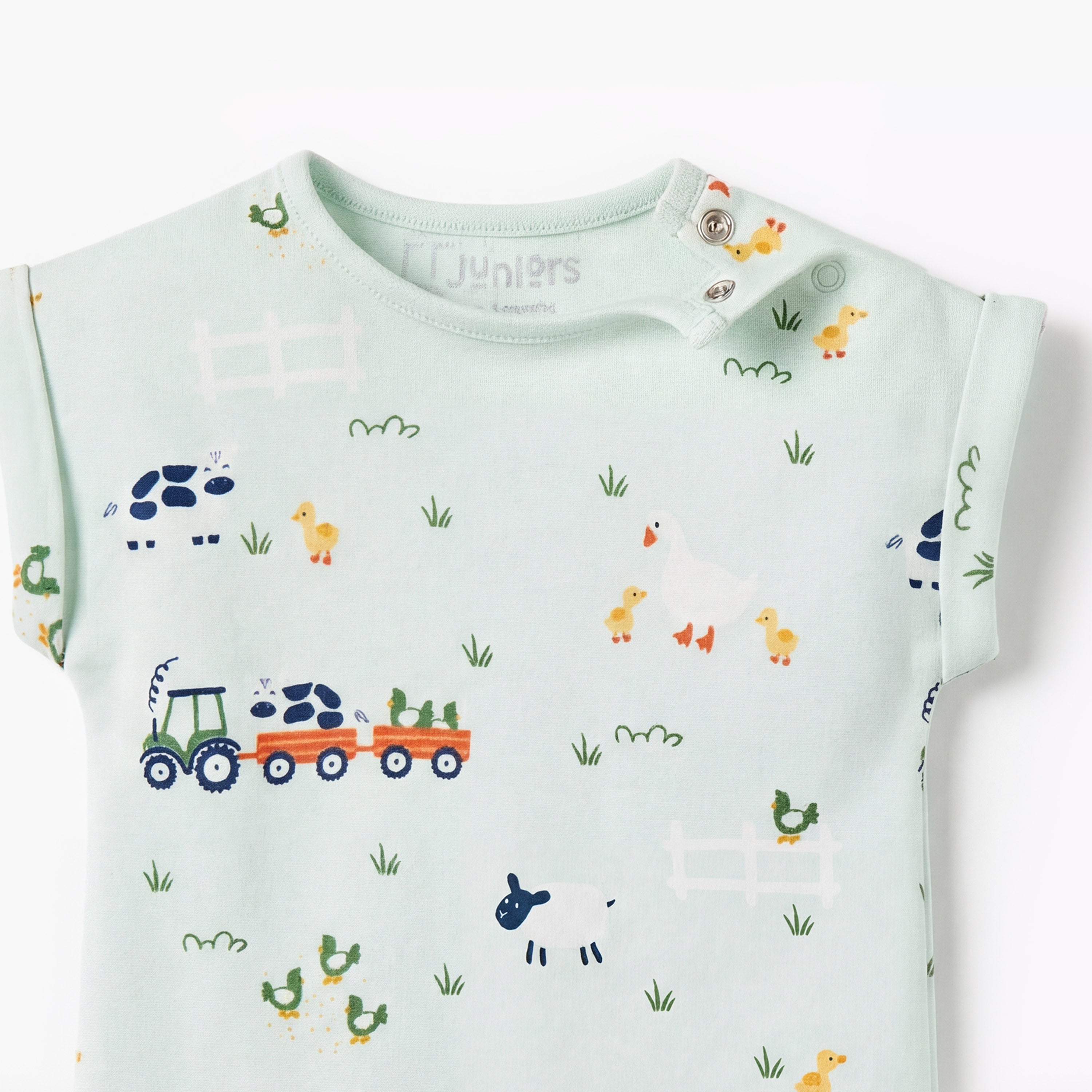 Pack of 2 Juniors Short Sleeves Romper with Farm Print