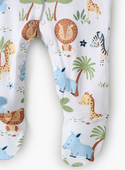 Juniors Cotton Round Neck Long Sleeves Sleepsuit with Floral Print-baby-girls-clothing-nightwear-sleepsuits-image-4