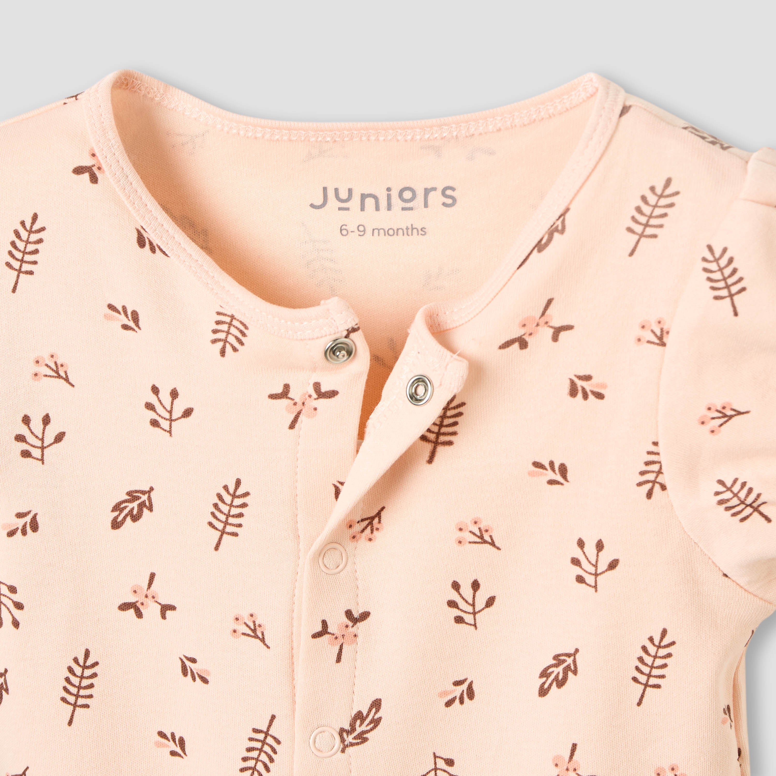 Juniors Round Neck Romper with Floral Print - Cotton - Short Sleeves