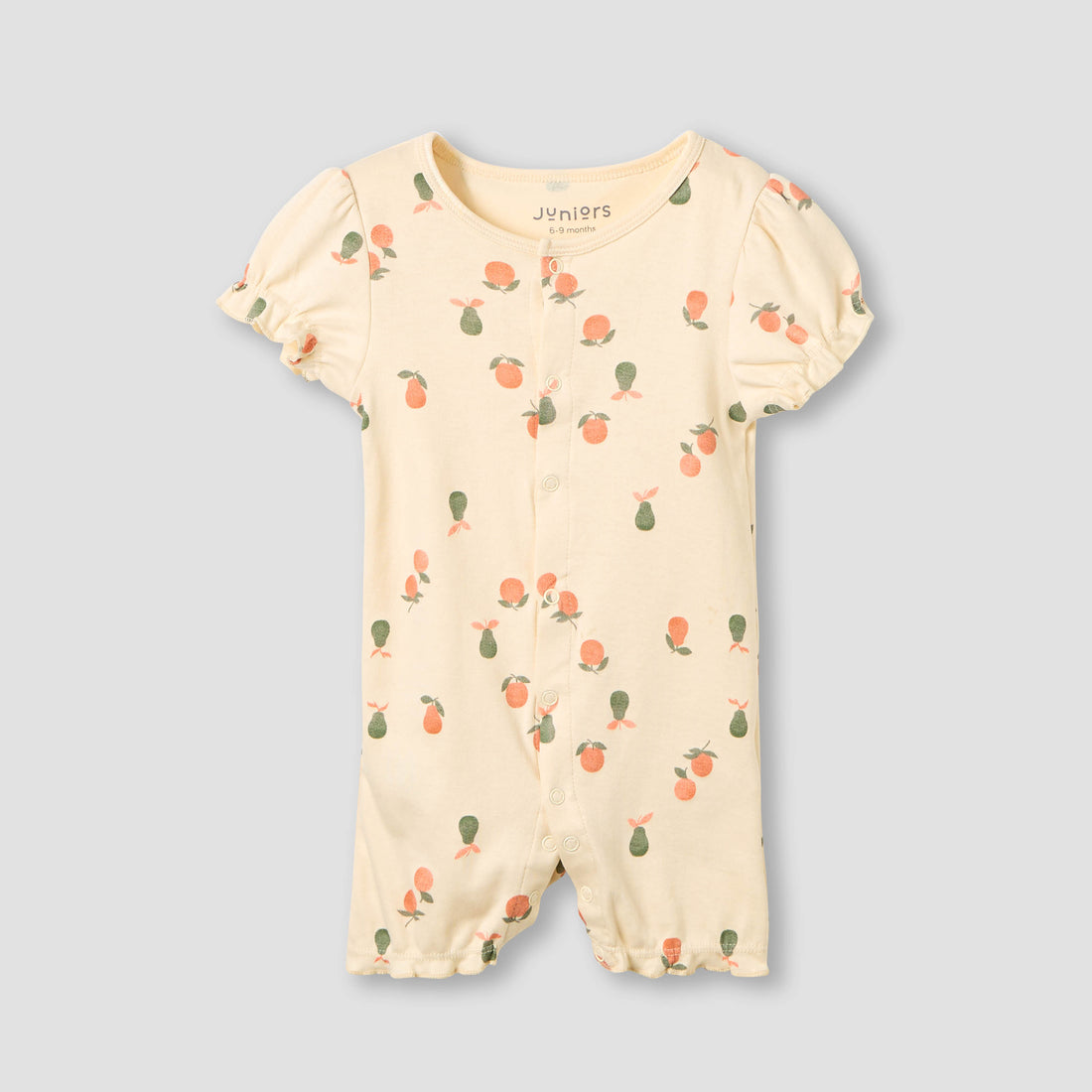 Juniors Round Neck Romper with Fruit Print - Cotton - Short Sleeves