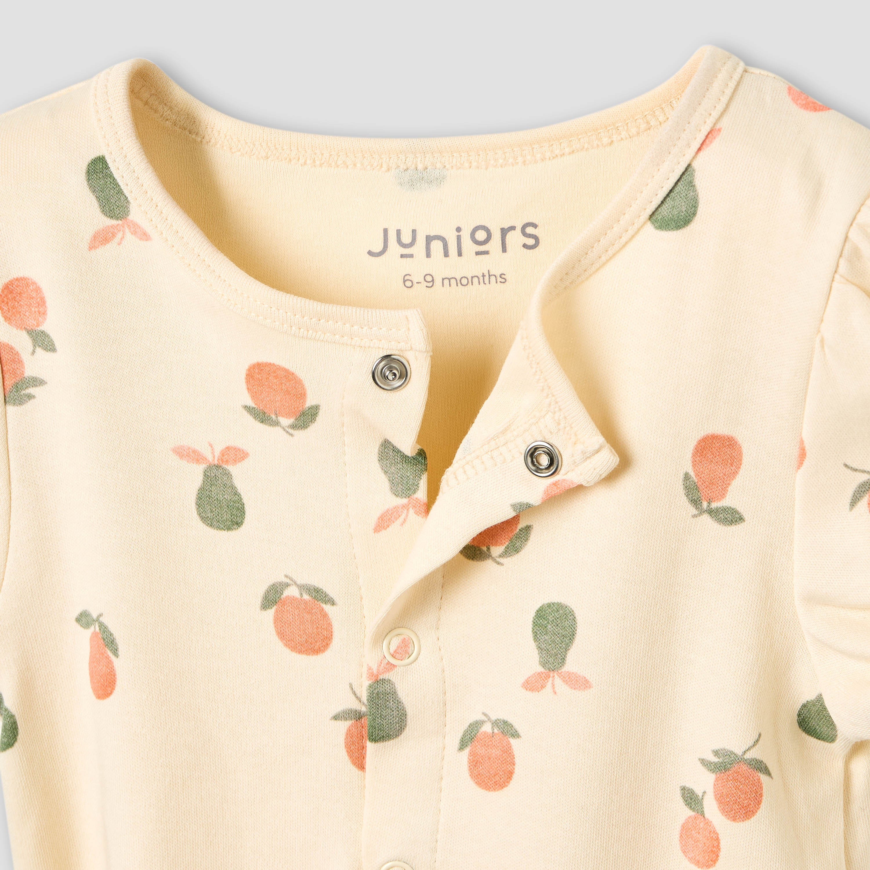 Juniors Round Neck Romper with Fruit Print - Cotton - Short Sleeves