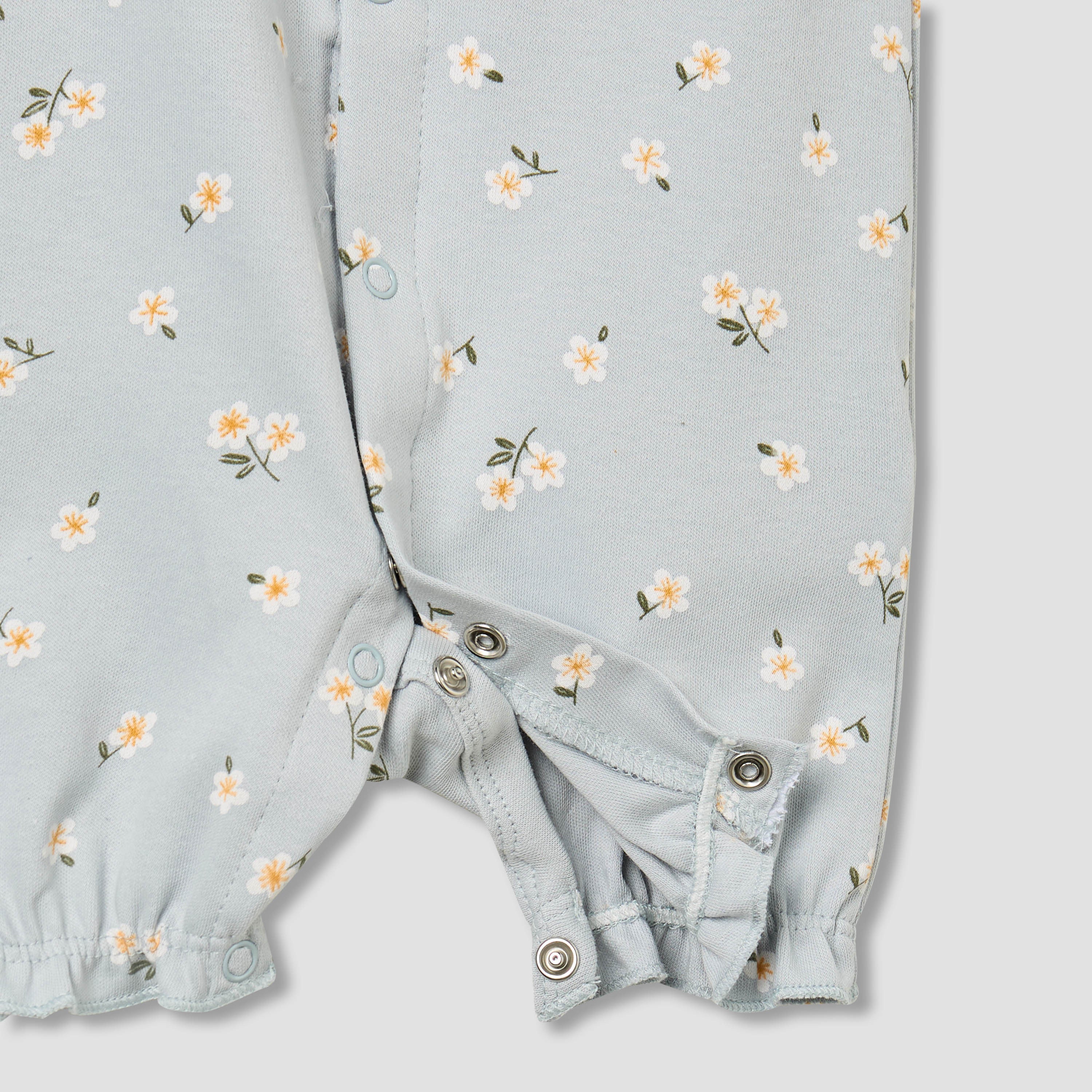 Juniors Crew Neck Romper with Floral Print - Cotton - Short Sleeves