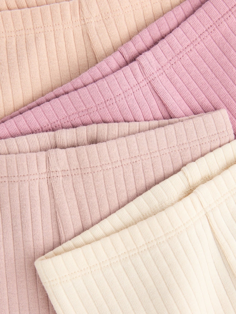 Pink Ribbed Baby Leggings 4 Pack (0mths-2yrs)