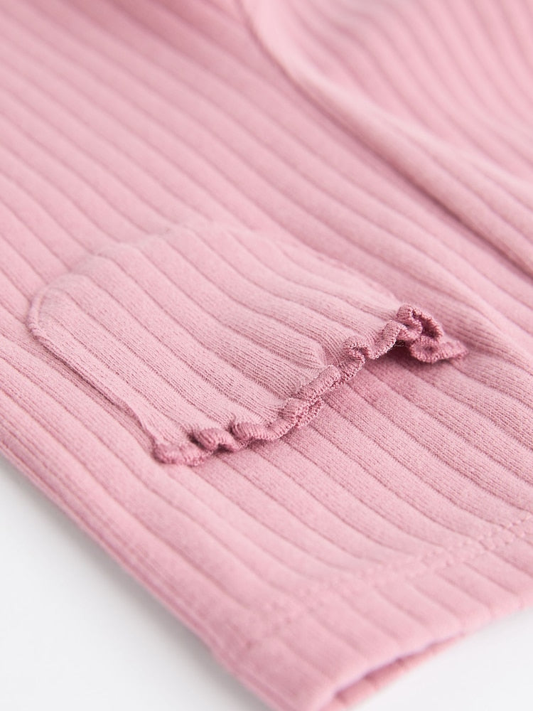 Pink Ribbed Baby Leggings 4 Pack (0mths-2yrs)