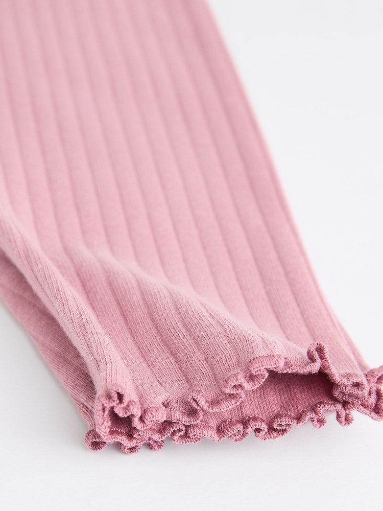 Pink Ribbed Baby Leggings 4 Pack (0mths-2yrs)