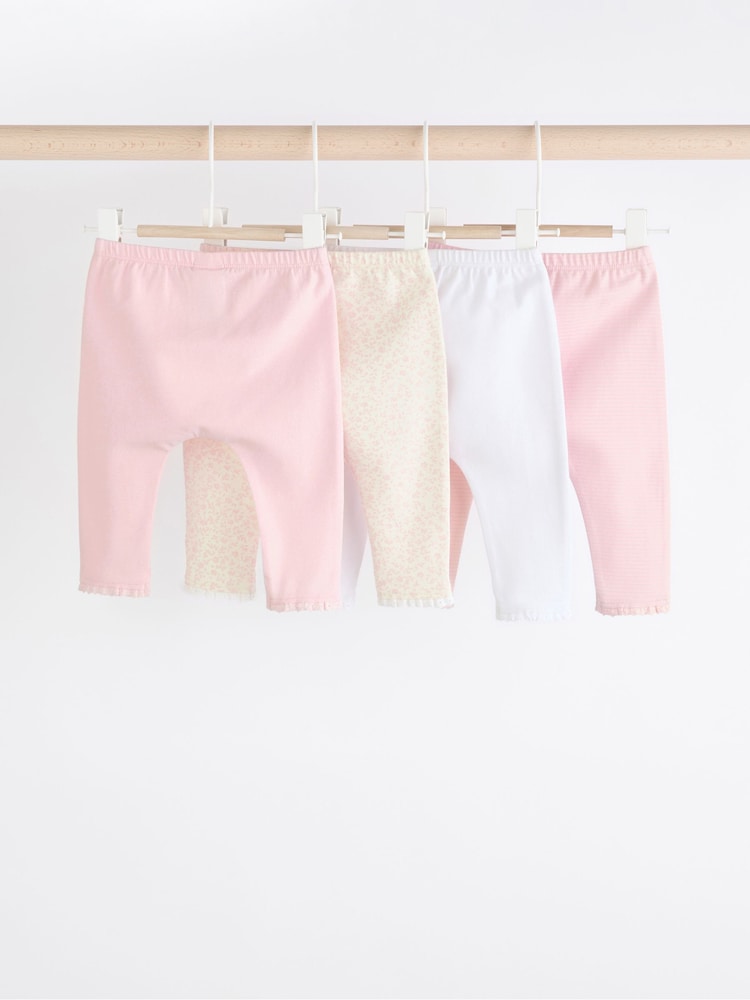 White/Pink Baby Leggings 4 Pack (0mths-2yrs)