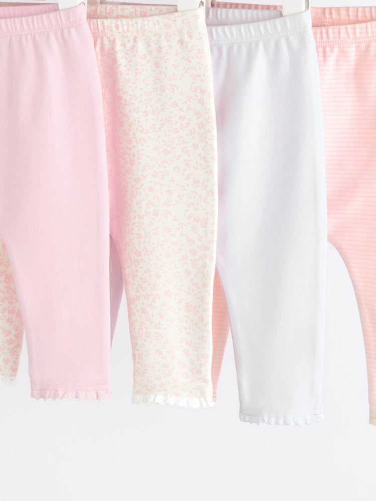 White/Pink Baby Leggings 4 Pack (0mths-2yrs)