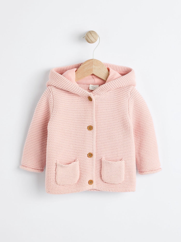 Pink Knitted Baby Cardigan (0mths-2yrs) - Size 50cm (First Size) - Pink