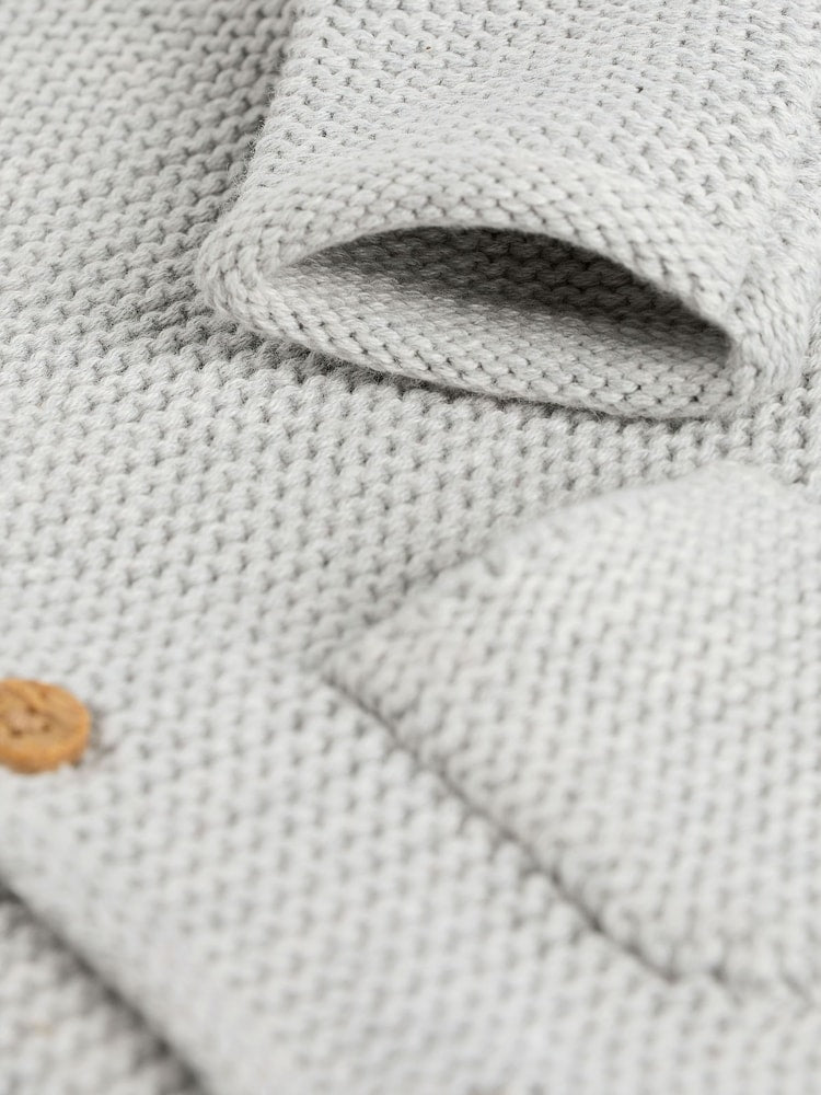 Grey Knitted Hooded Baby Cardigan
