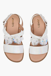 Juniors Solid Open Toe Sandals with Hook and Loop Closure-undefined-image-1