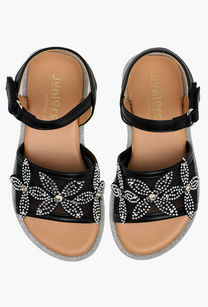 Juniors Girls Embellished Hook & Loop Flat Sandals-undefined-image-1