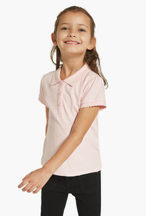 Juniors Solid Polo T-shirt with Short Sleeves and Button Closure-undefined-image-1