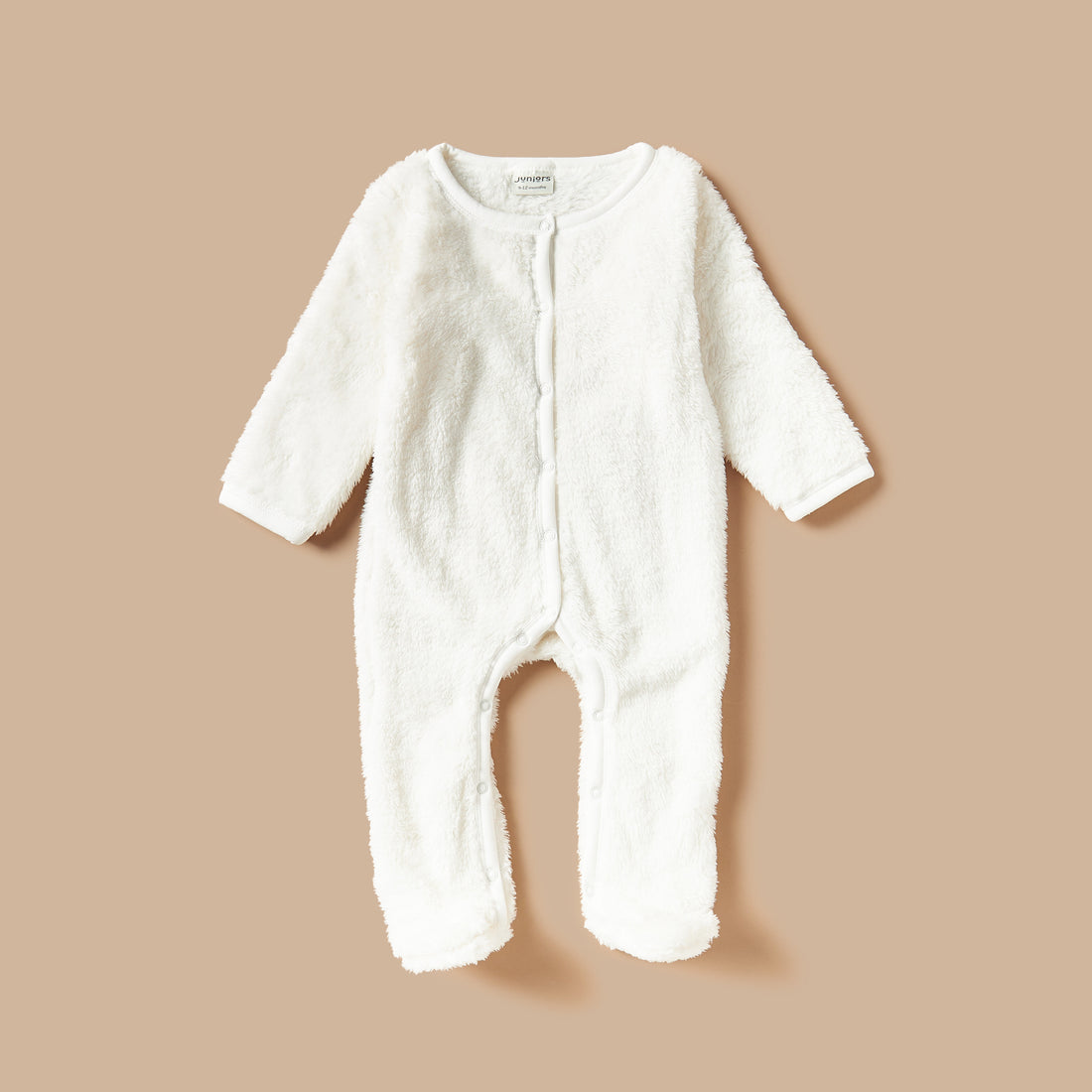Juniors Textured Sleepsuit with Long Sleeves - Cream / 9-12 mths
