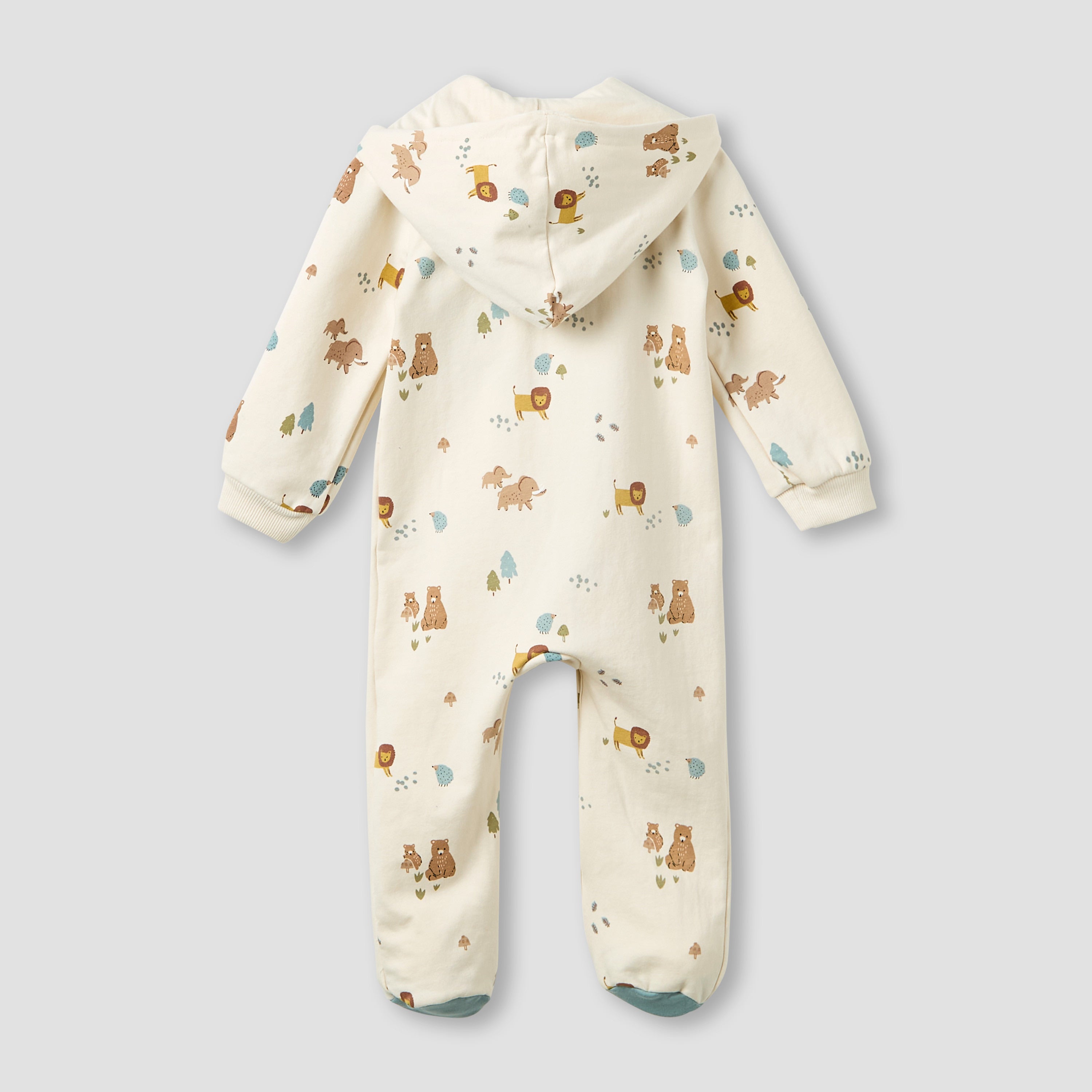 Juniors Hooded Neck Sleepsuit with Snap Button Closure - Cotton - Long Sleeves