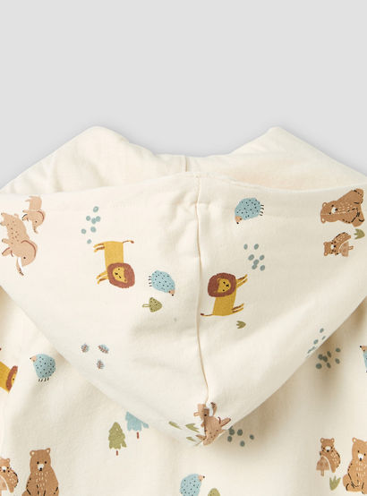 Juniors Hooded Neck Sleepsuit with Snap Button Closure - Cotton - Long Sleeves-baby-boys-clothing-nightwear-sleepsuits-image-5