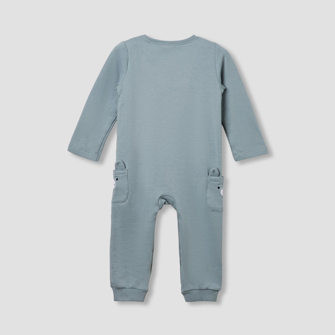 Juniors Henley Neck Sleepsuit with Teddy Applique - Cotton - Long Sleeves