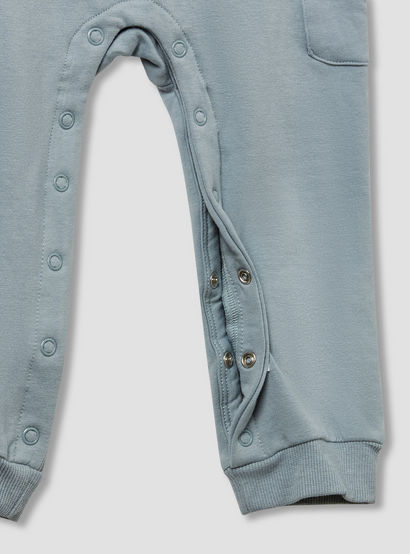Juniors Henley Neck Sleepsuit with Teddy Applique - Cotton - Long Sleeves-baby-boys-clothing-nightwear-sleepsuits-image-4