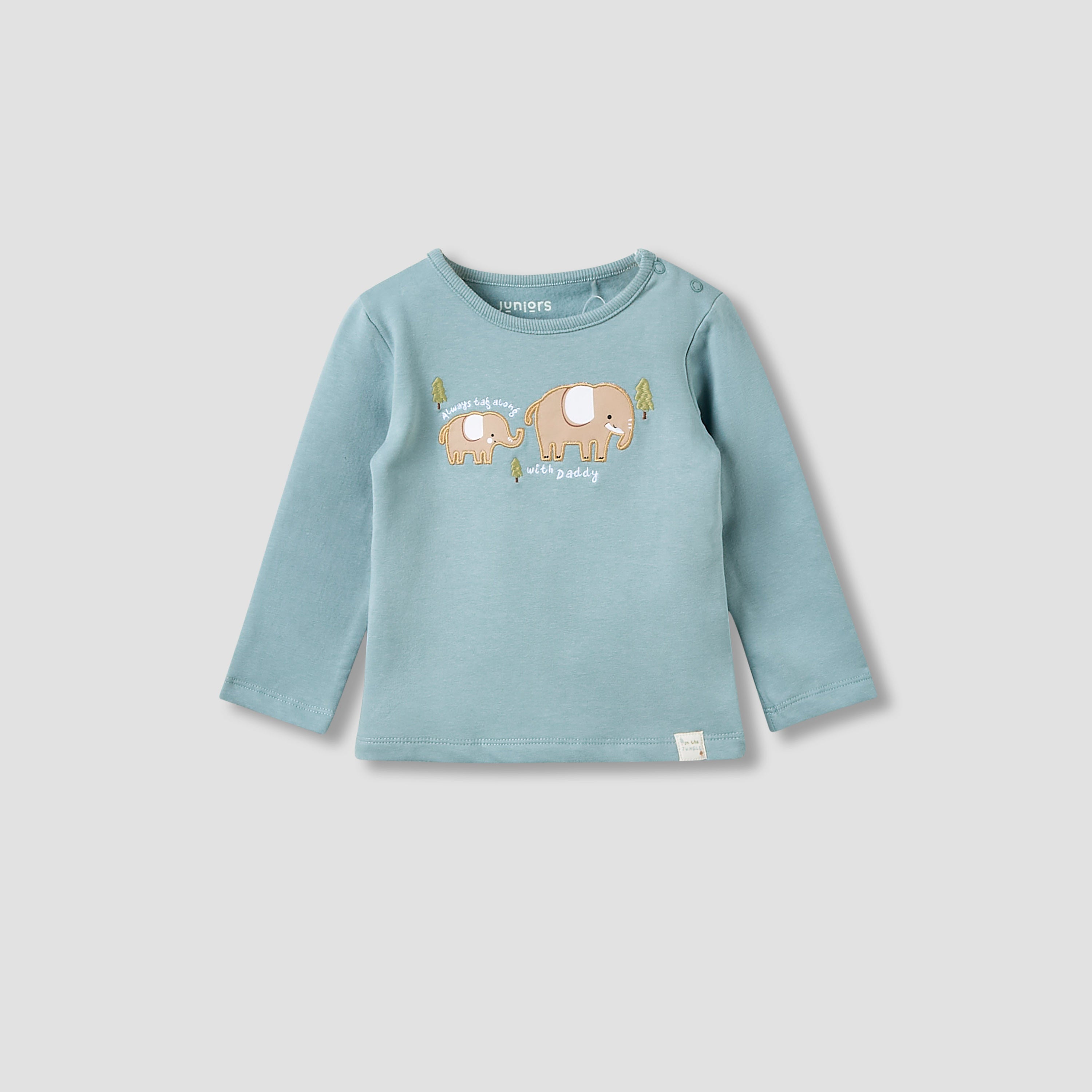 Juniors Pyjama Set with Elephant Print - Cotton - Long Sleeves - Crew Neck
