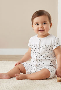 Juniors Round Neck Short Sleeves Romper with Floral Print-undefined-image-1