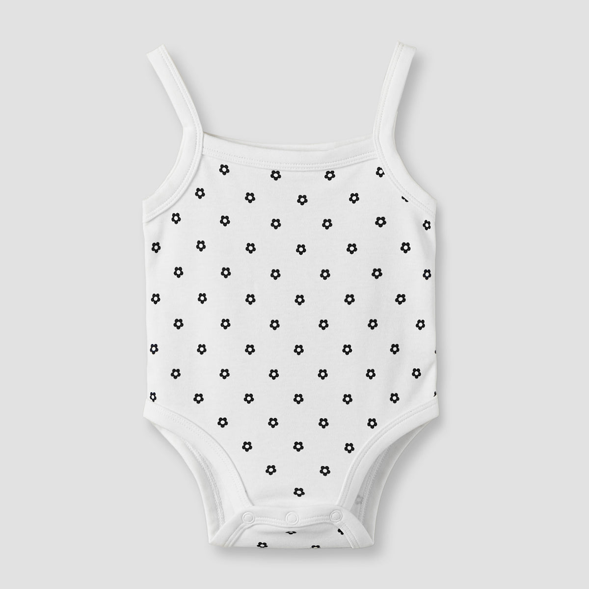Juniors Cotton Square Neck Strappy Bodysuit with Floral Print