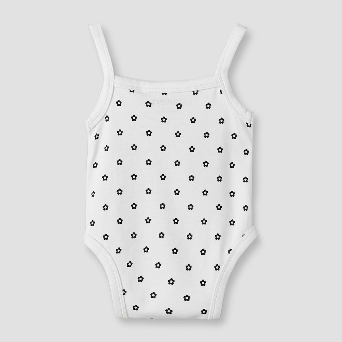 Juniors Cotton Square Neck Strappy Bodysuit with Floral Print