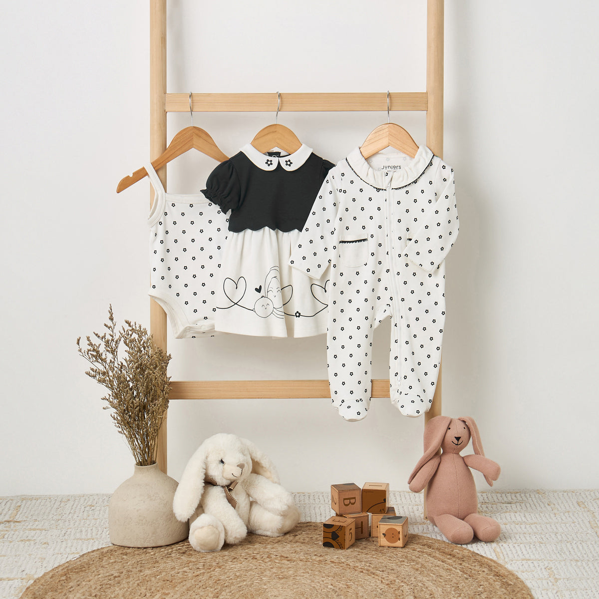 Juniors Cotton Square Neck Strappy Bodysuit with Floral Print