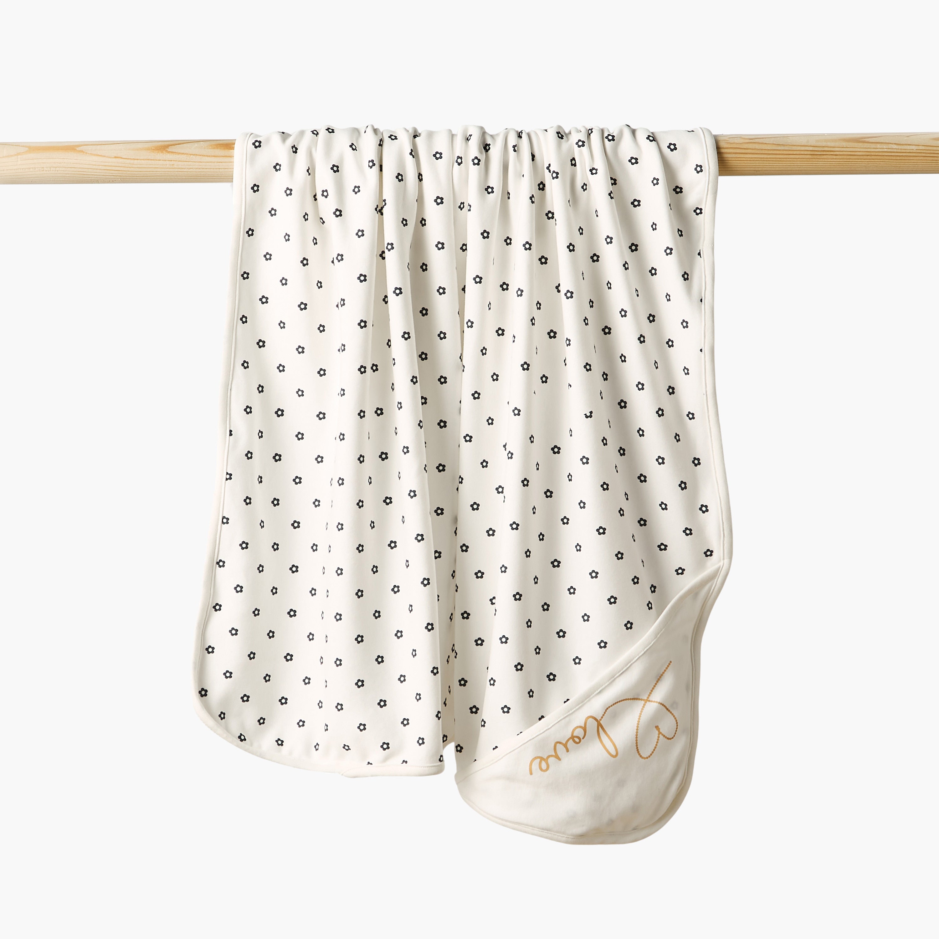 Juniors Receiving Blanket with Floral Print - White / 0-6 mths