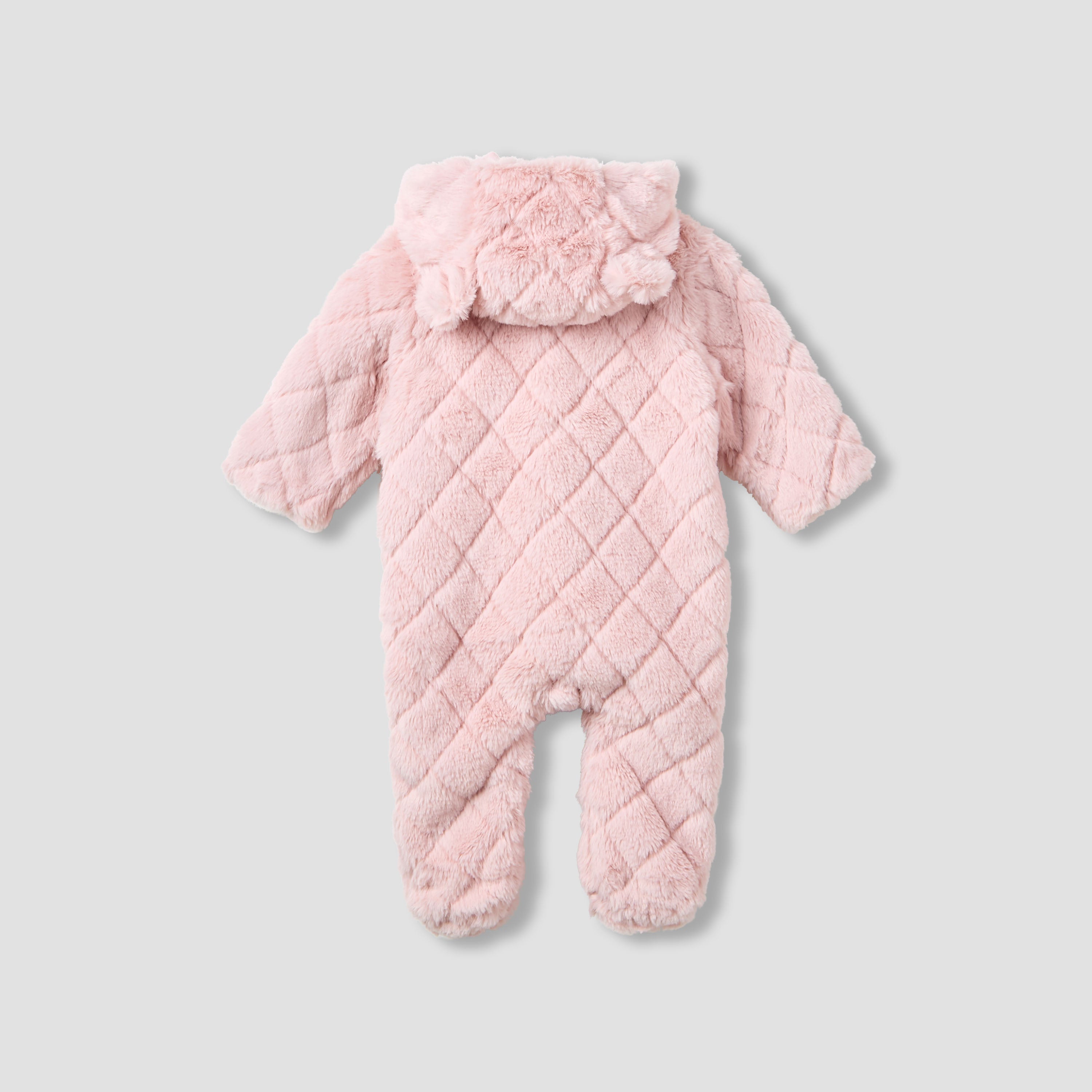 Juniors Hooded Long Sleeves Sleepsuit with Faux Fur Texture