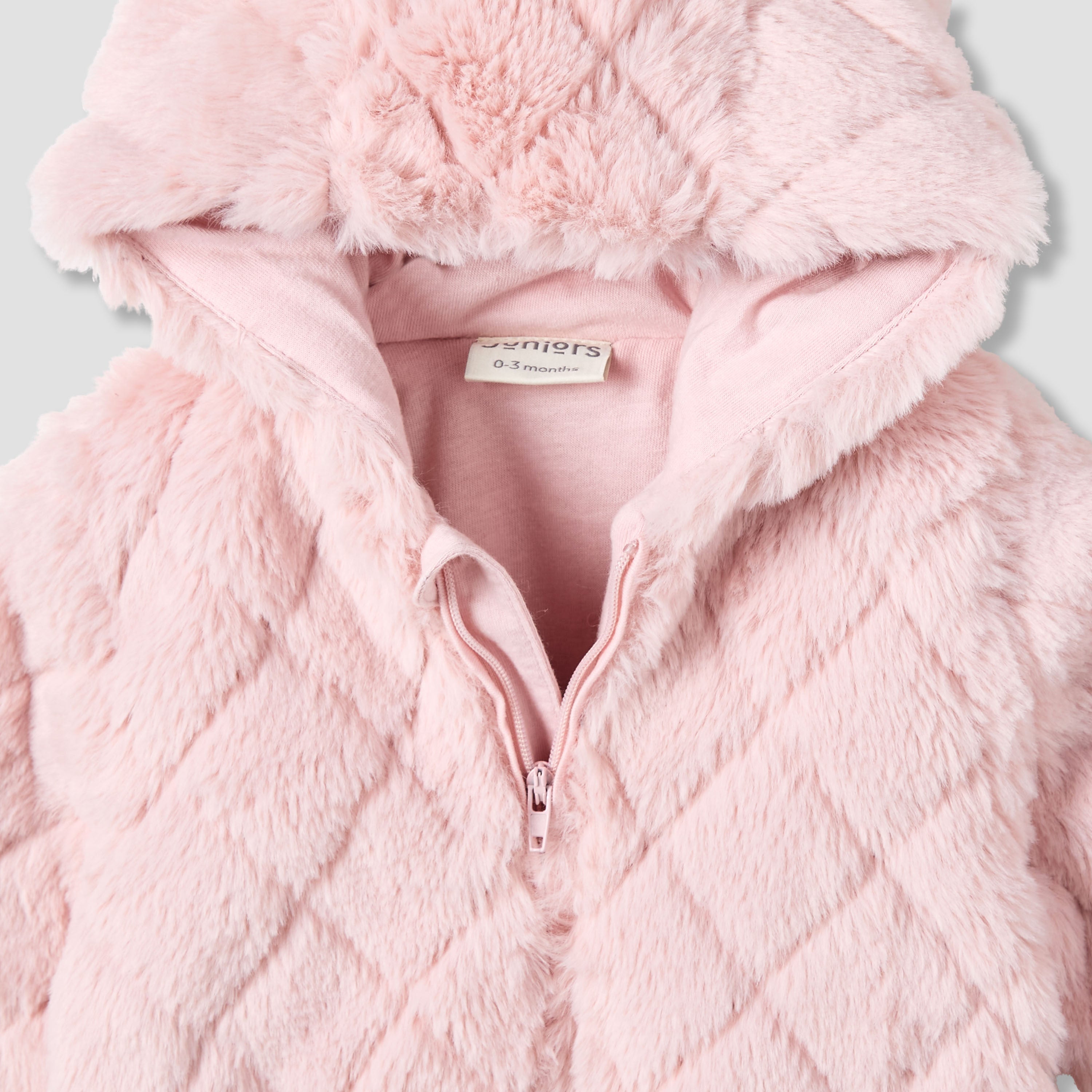 Juniors Hooded Long Sleeves Sleepsuit with Faux Fur Texture