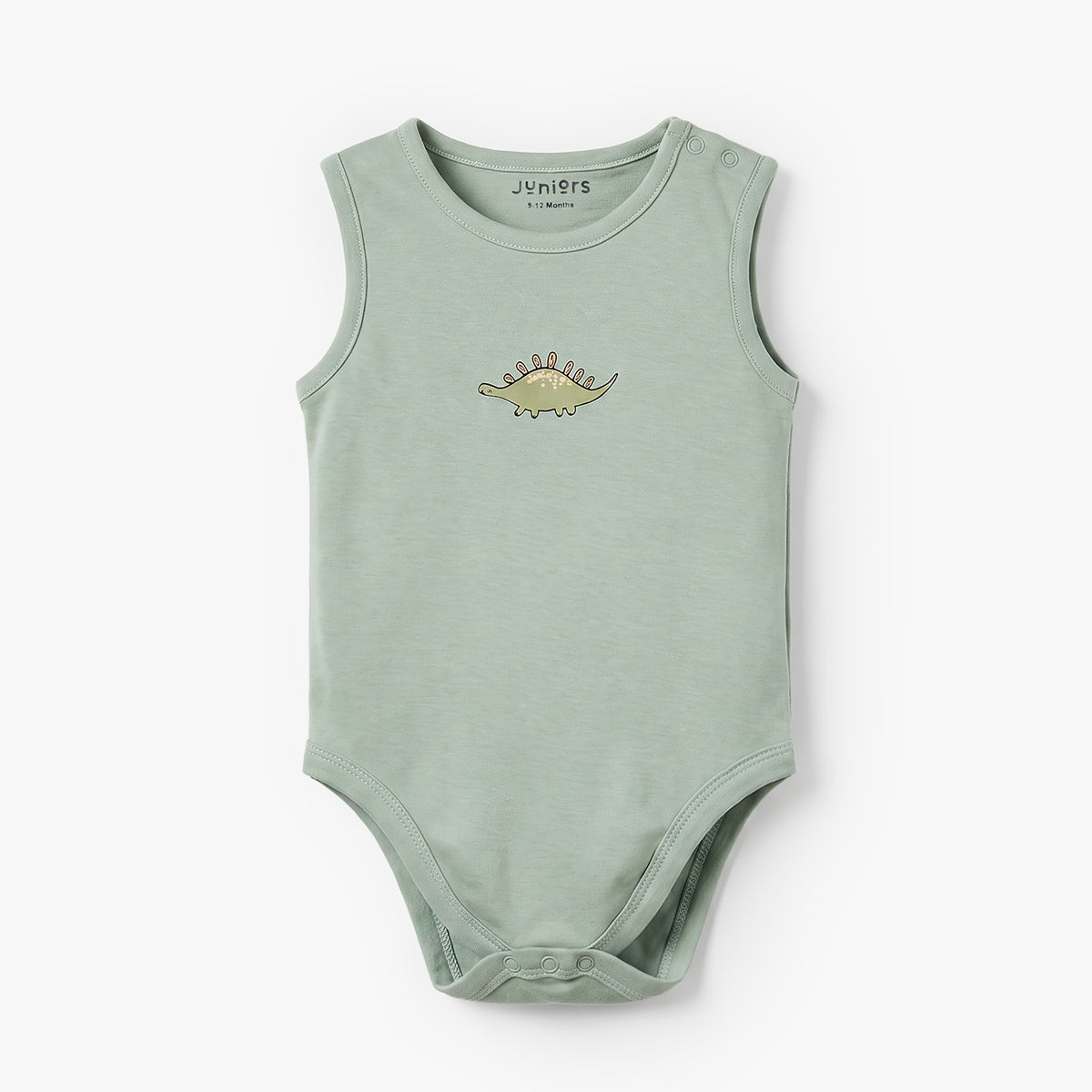 Pack of 3 Juniors Round Neck Sleeveless Bodysuit with Dinosaur Print