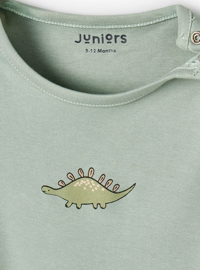 Pack of 3 Juniors Round Neck Sleeveless Bodysuit with Dinosaur Print-baby-boys-clothing-bodysuits-image-6