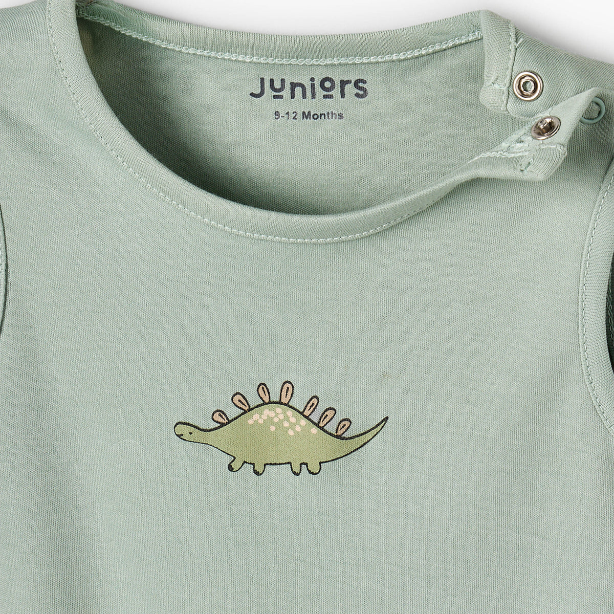 Pack of 3 Juniors Round Neck Sleeveless Bodysuit with Dinosaur Print