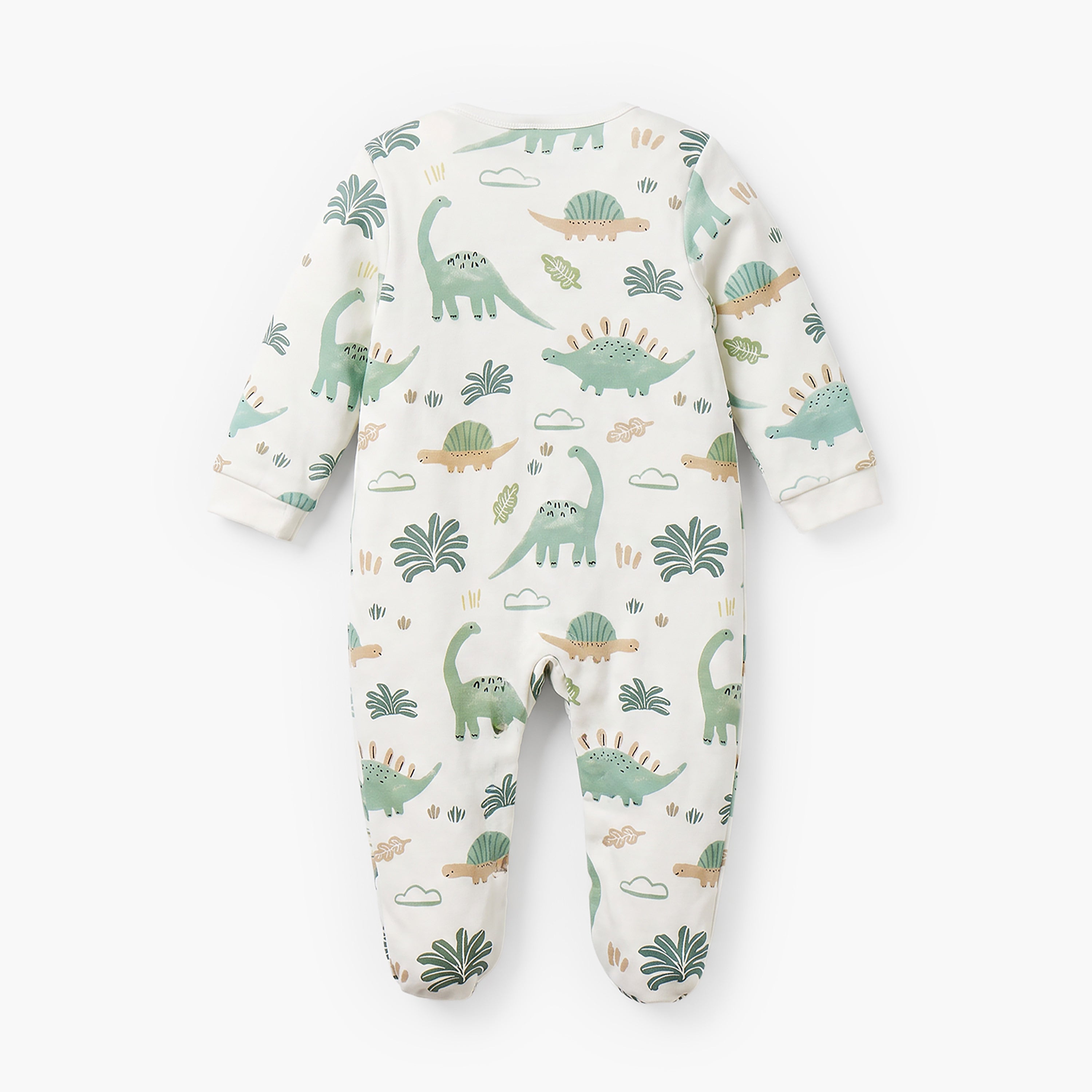 Pack of 2 Juniors Cotton Crew Neck Long Sleeves Sleepsuit with Dinosaur Print