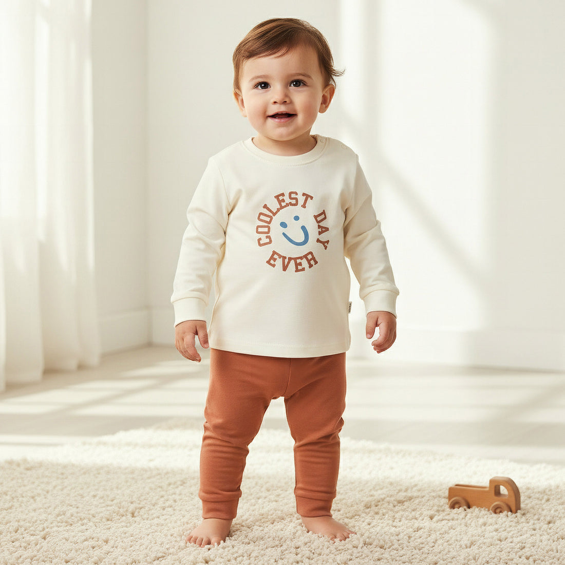 Juniors Cotton Crew Neck Long Sleeves Pyjama Set with Print - Multicolour / 18-24 mths