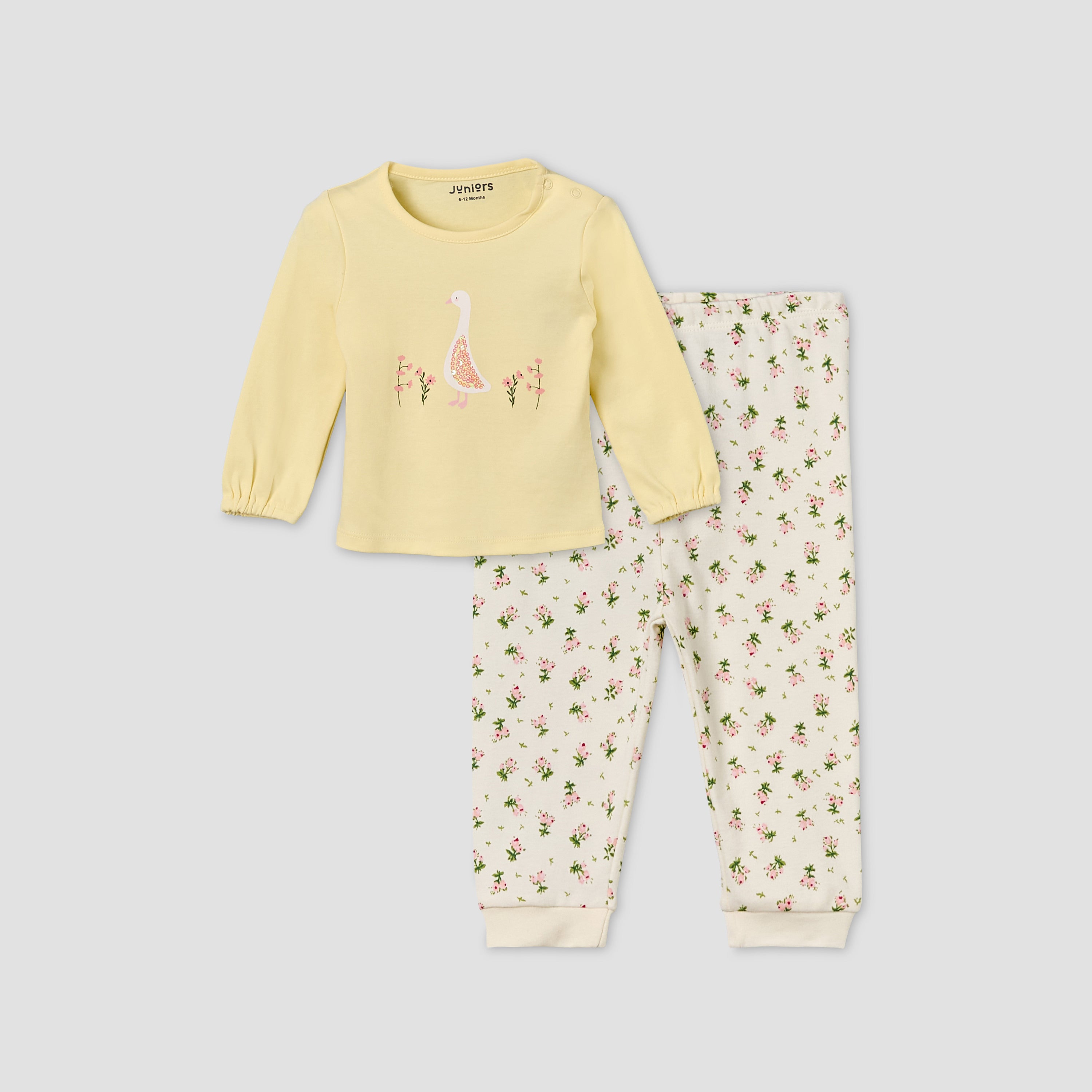 Juniors Pyjama Set with Safari Print - Cotton - Long Sleeves - Henley Neck