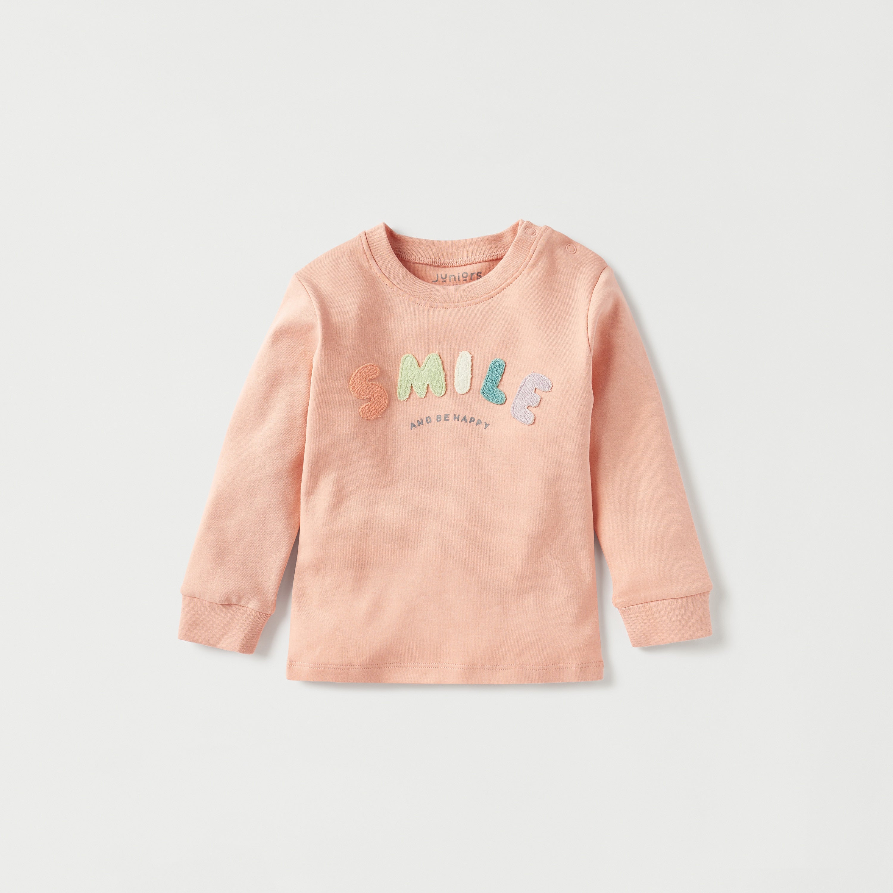Juniors Smile Applique T-shirt and Printed Pyjama Set