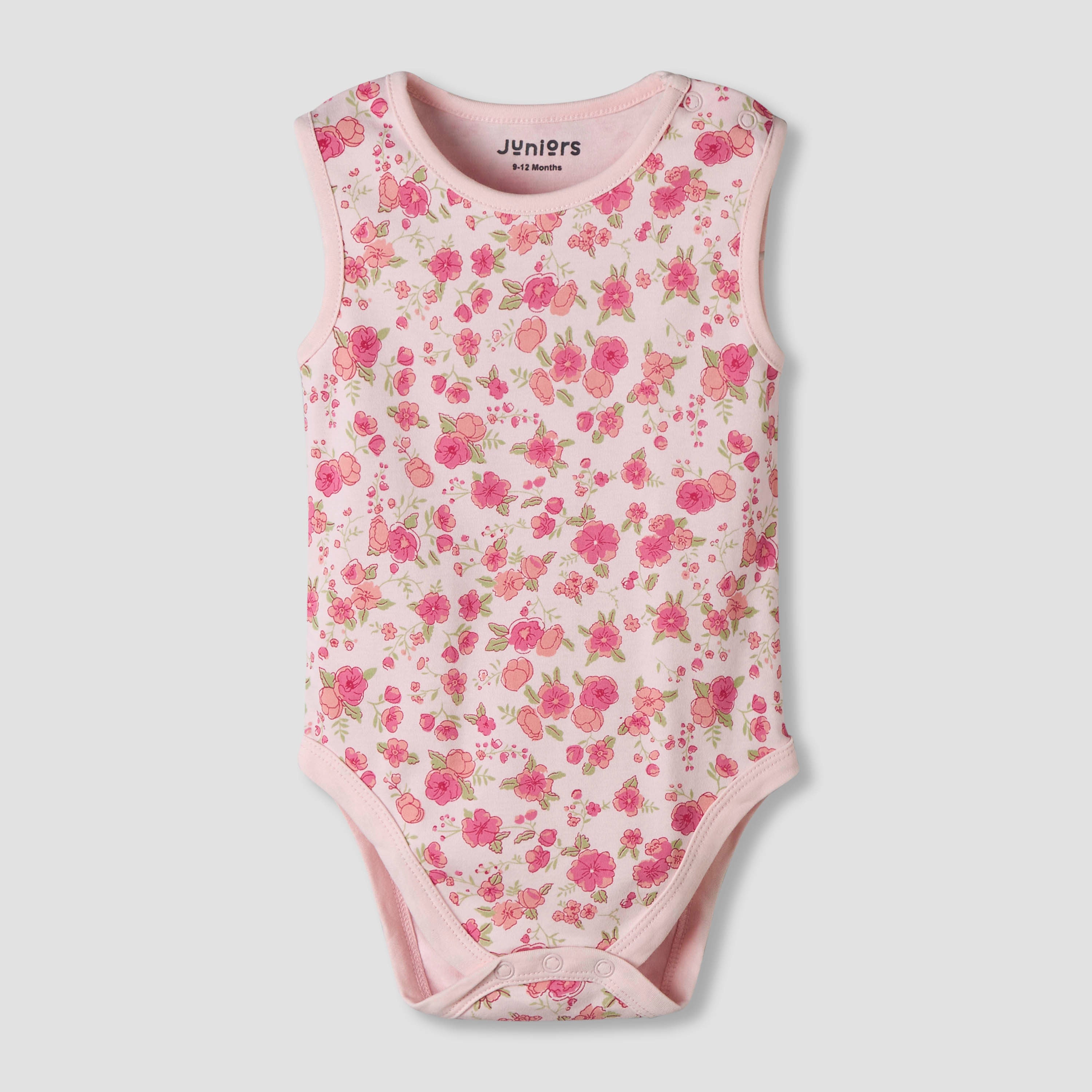 Pack of 7 Juniors Cotton Sleeveless Bodysuit with Floral Print